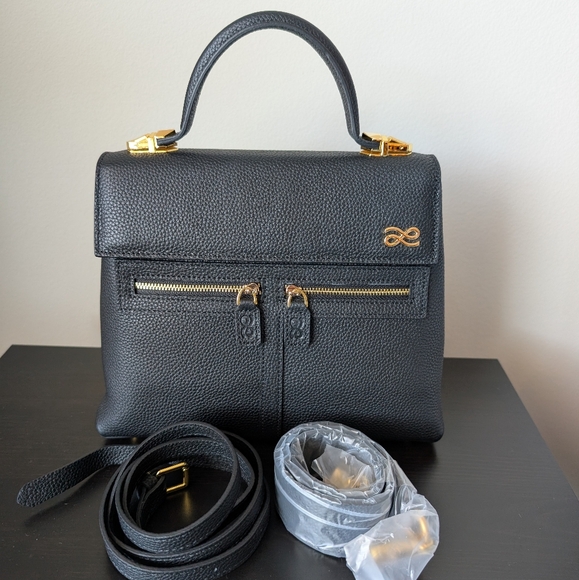 House of Little Bunny Clara Black Leather Handbag - Picture 1 of 7